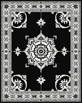 Timeless Black White Floral Medallion Rug