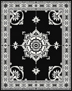 Timeless Black White Floral Medallion Rug