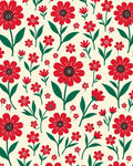 Bold Red Daisy Floral Pattern Rug