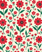 Bold Red Daisy Floral Pattern Rug