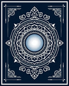 Midnight Blue Celestial Sunburst Mandala Rug