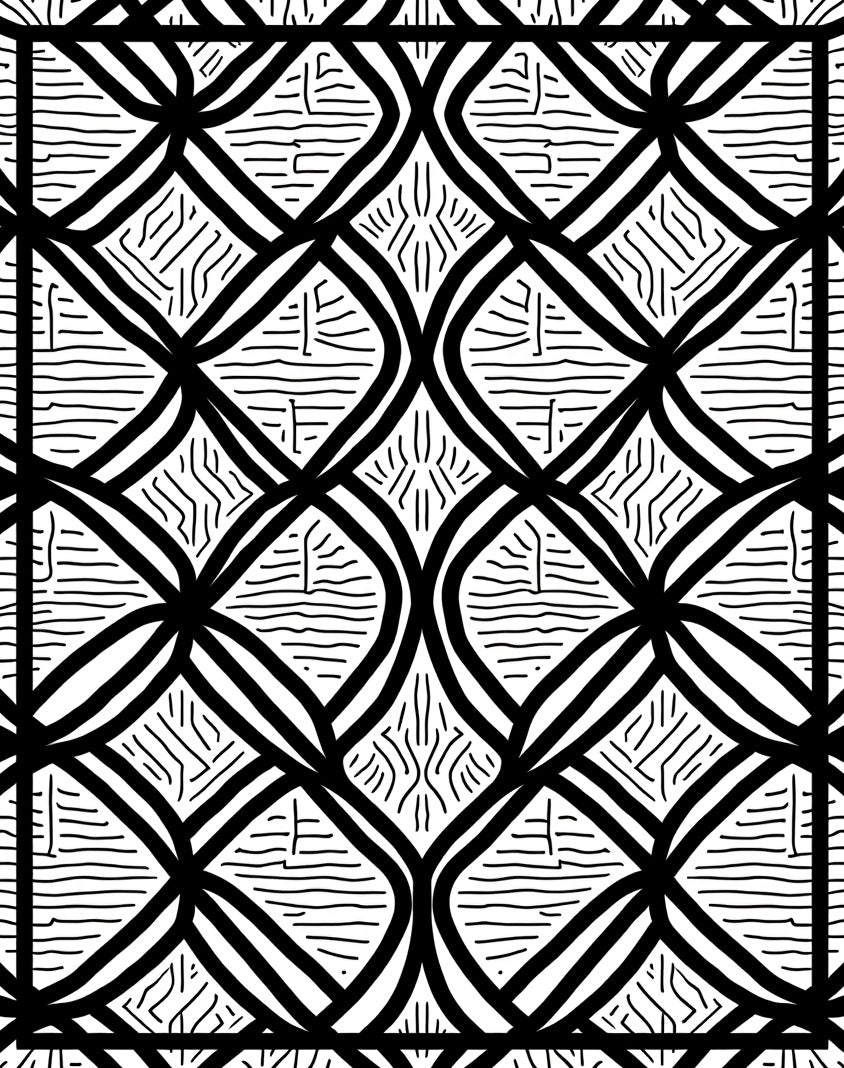 Art Deco Geometric Pattern Square Design Rug