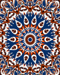 Bold Blue Brown Mandala Pattern Rug