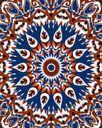 Bold Blue Brown Mandala Pattern Rug