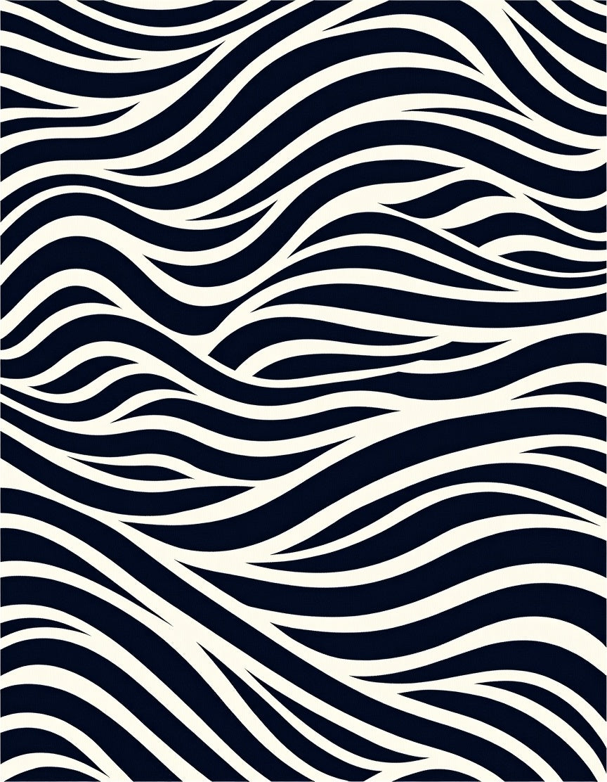 Abstract Navy Cream Flow Pattern Rug