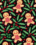 Festive Gingerbread Man Holly Yuletide Rug