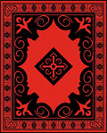 Striking Red Black Geometric Floral Rug