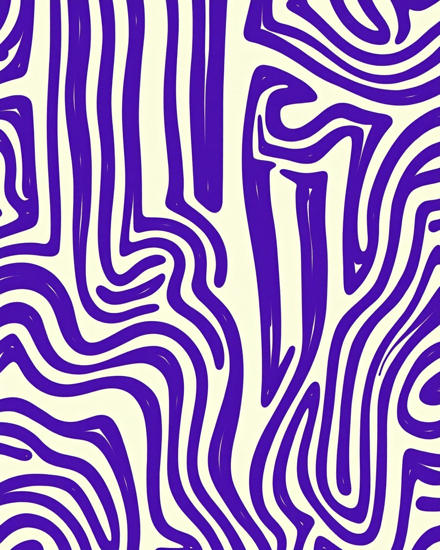 Vibrant Purple Wavy Line Art Rug
