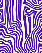 Vibrant Purple Wavy Line Art Rug