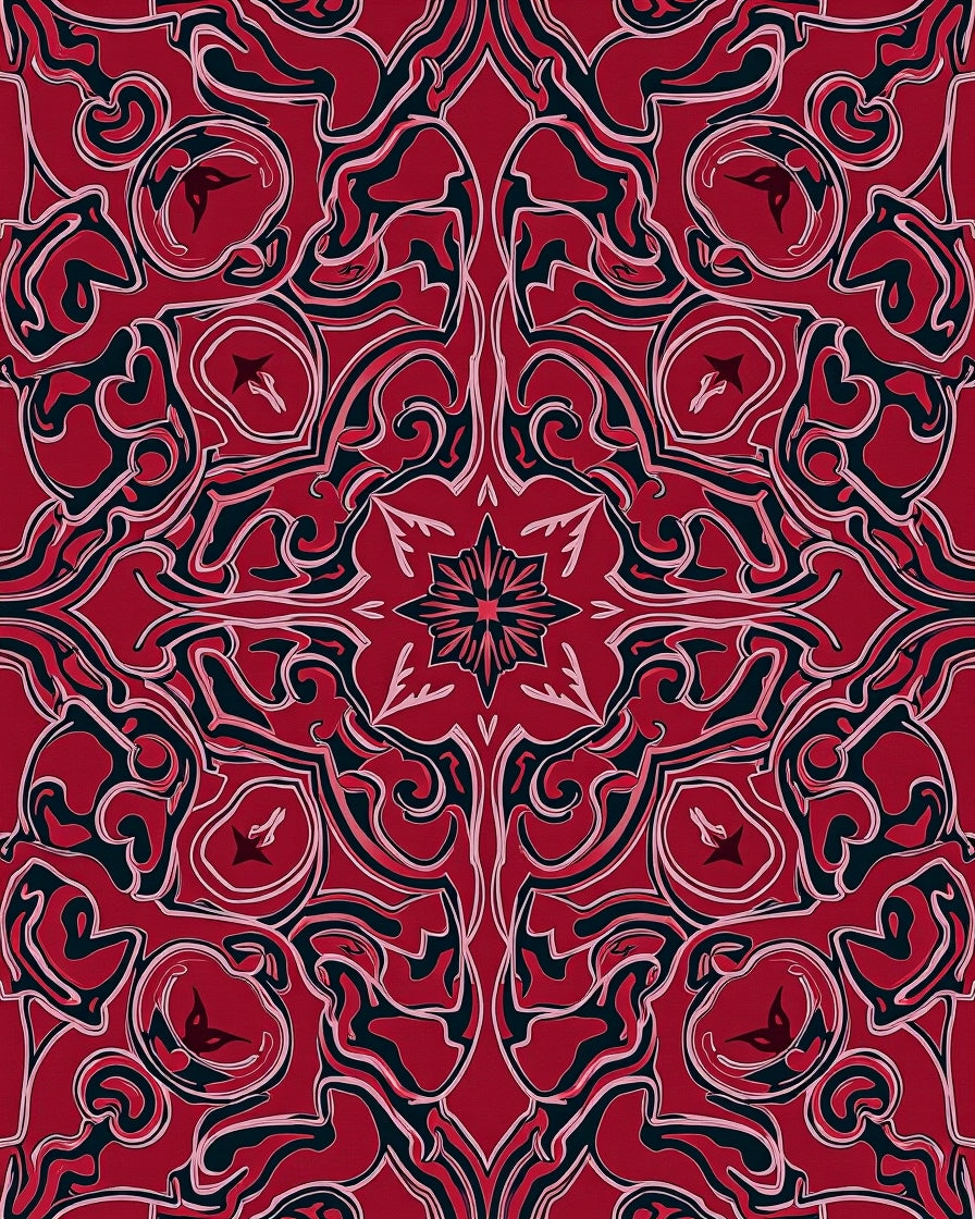 Crimson Swirl Abstract Decorative Rug