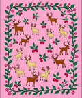 Pink Reindeer Holly Berry Garland Rug
