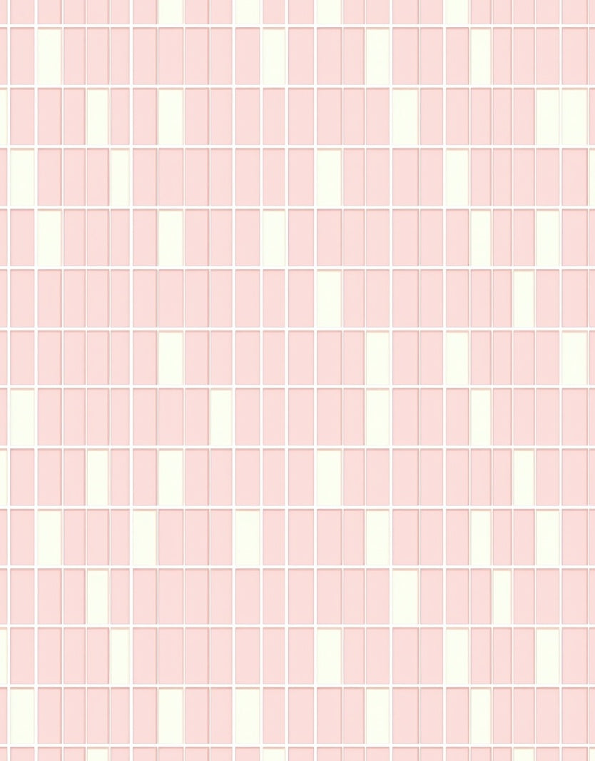 Pink Cream Vertical Tile Pattern Rug