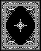 Black White Ornate Scrollwork Design Rug