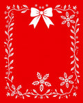 Red White Festive Snowflake Bow Border Rug
