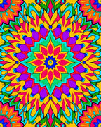 Vibrant Floral Kaleidoscope Pattern Rug