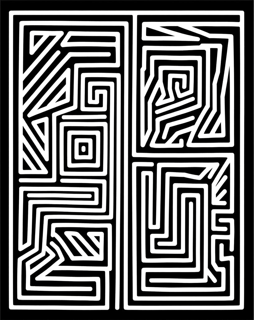 Abstract Maze Line Art Design Rug