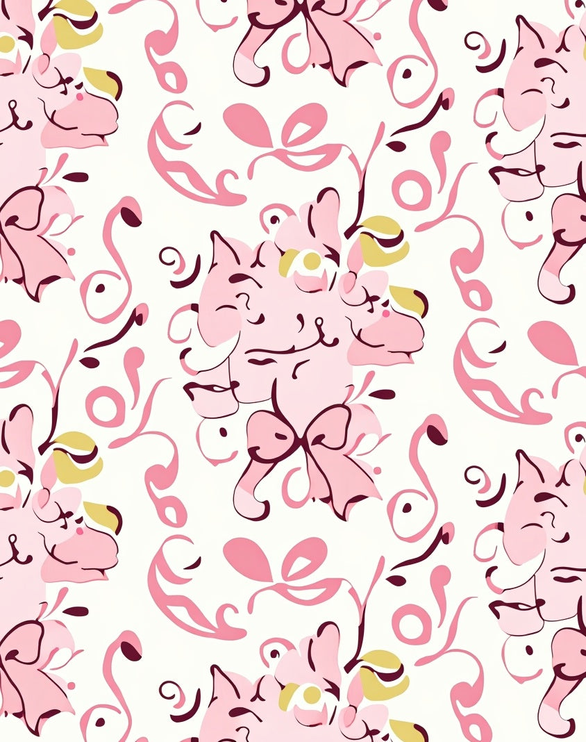 Pink Whimsical Bow Pattern Rug