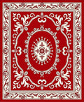 Classic Red Floral Medallion Design Rug