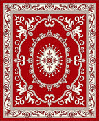 Classic Red Floral Medallion Design Rug