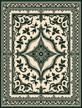 Classic Dark Floral Scrollwork Pattern Rug