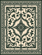 Classic Dark Floral Scrollwork Pattern Rug