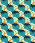 Bold Teal Orange Leaf Pattern Rug