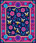 Whimsical Bee Garden Floral Navy Rug