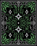 Black Mint Green Floral Mandala Rug