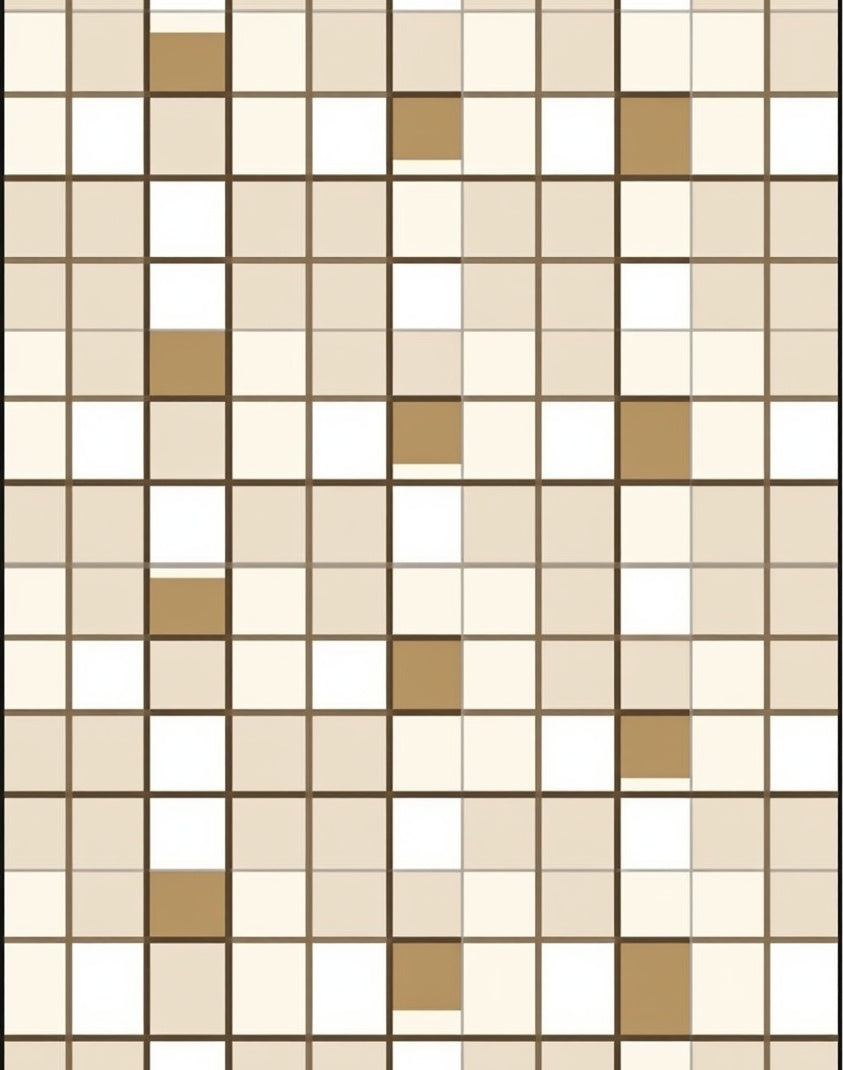Neutral Toned Square Pattern Print Rug