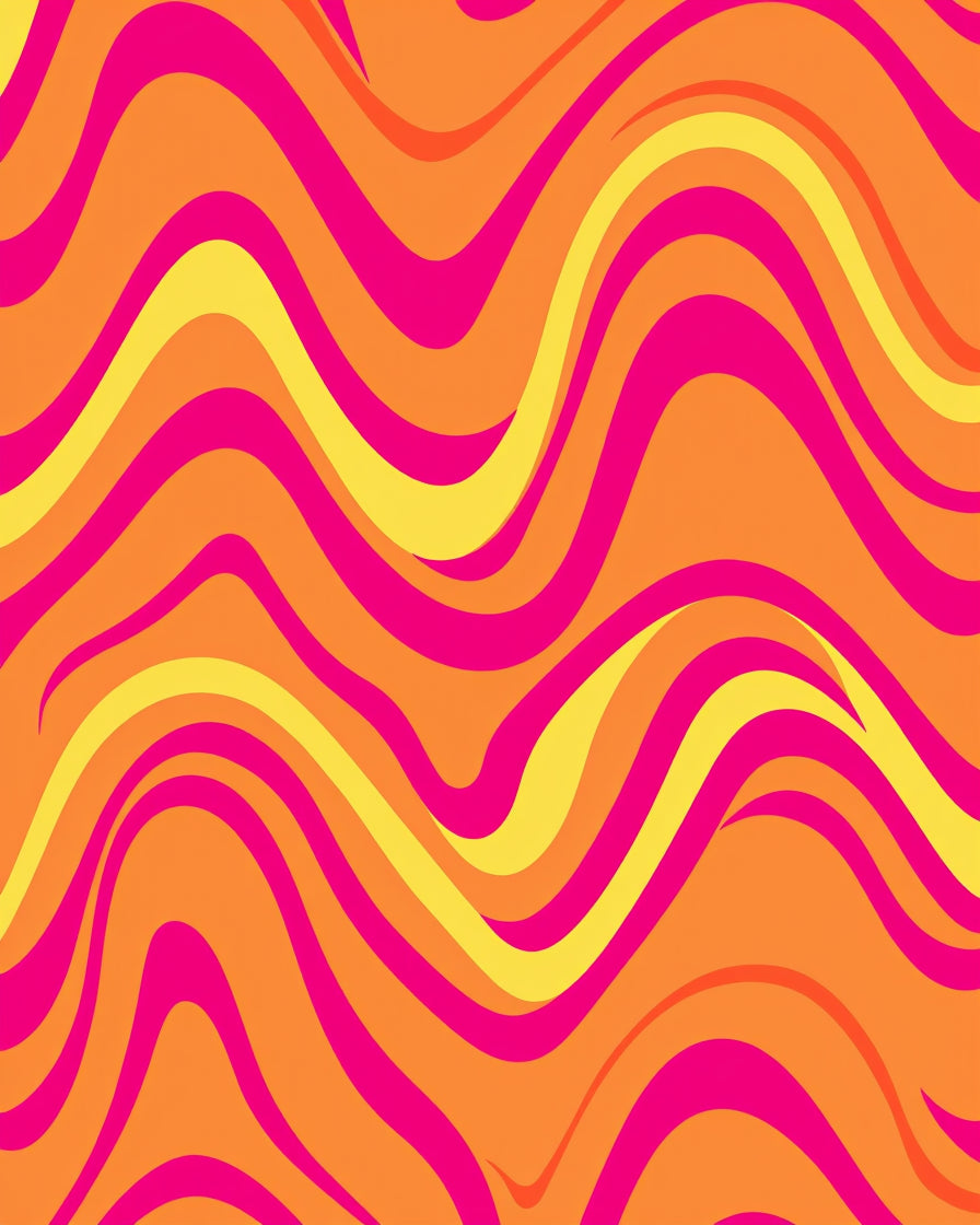 Bold Pink And Orange Waves Rug