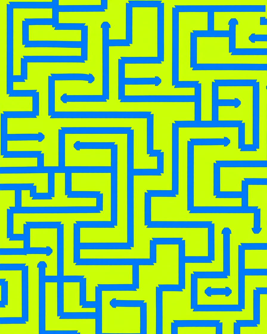 Blue Maze Patterned Graphic Rug