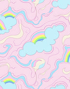 Whimsical Pastel Clouds And Rainbows Rug