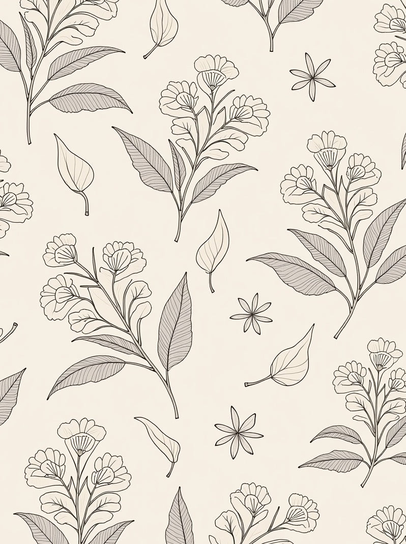 Botanical Floral Line Art Rug
