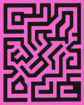 Bright Pink Maze Geometric Art Rug