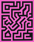 Bright Pink Maze Geometric Art Rug