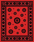 Bold Floral Motif Red Black Rug