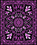 Vibrant Pink Floral Butterfly Border Rug