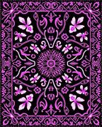 Vibrant Pink Floral Butterfly Border Rug