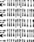 Black Cutlery Folk Utensil Collage Rug