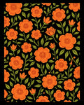 Bold Orange Floral Pattern Rug