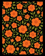 Bold Orange Floral Pattern Rug