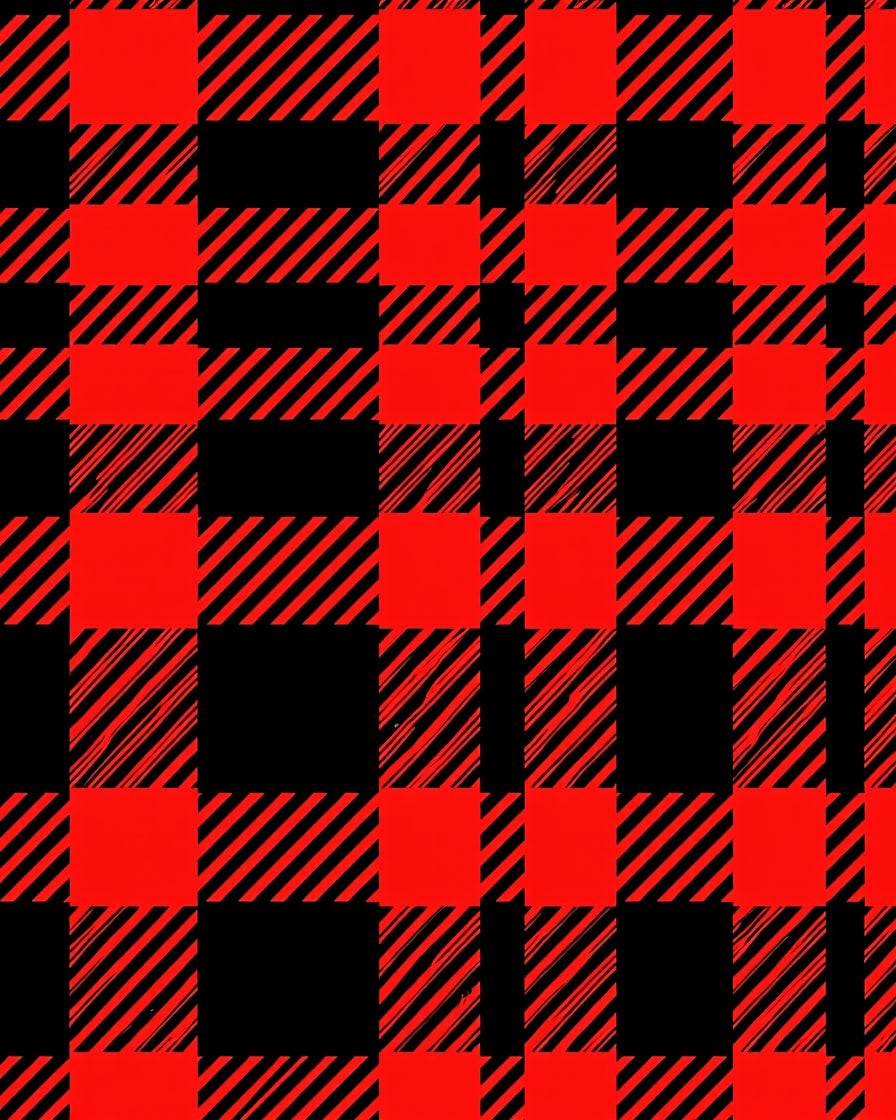Bold Red Black Plaid Pattern Rug