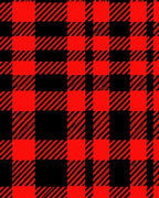 Bold Red Black Plaid Pattern Rug