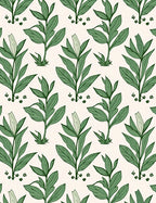 Green Leafy Plant Botanical Pattern Rug