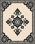 Ornate Black Floral Motif Rug