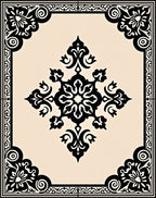 Ornate Black Floral Motif Rug