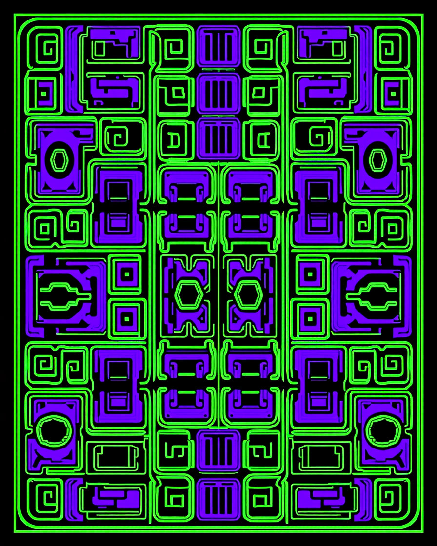 Abstract Circuit Board Geometric Print Rug