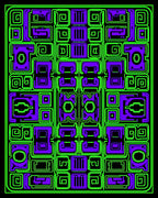 Abstract Circuit Board Geometric Print Rug