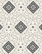 Classic Gray Floral Square Patterned Rug
