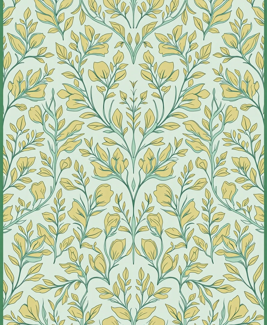 Drawn Floral Pattern With Leaf Motifs Rug